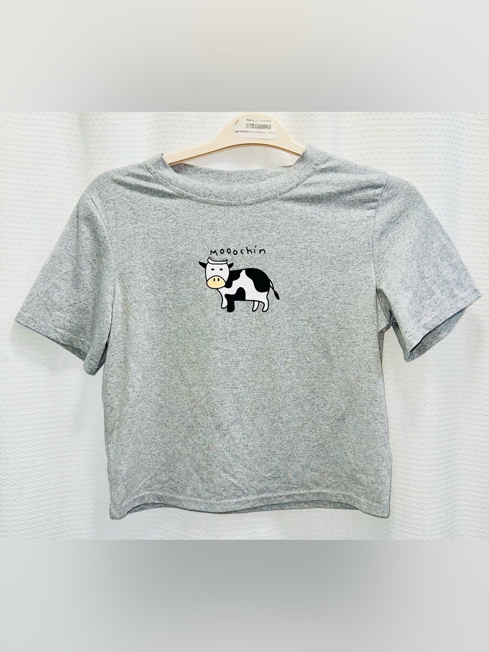 'Mooochin' Cow Graphic Short Sleeve Grey Tee - Picture 2 of 5